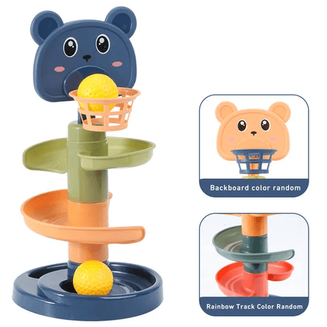 Montessori Bollrutschkana för Barn | Pedagogisk Byggsats med Färgade Ringar – Sensorisk Lek & Tidig Utveckling 3m+