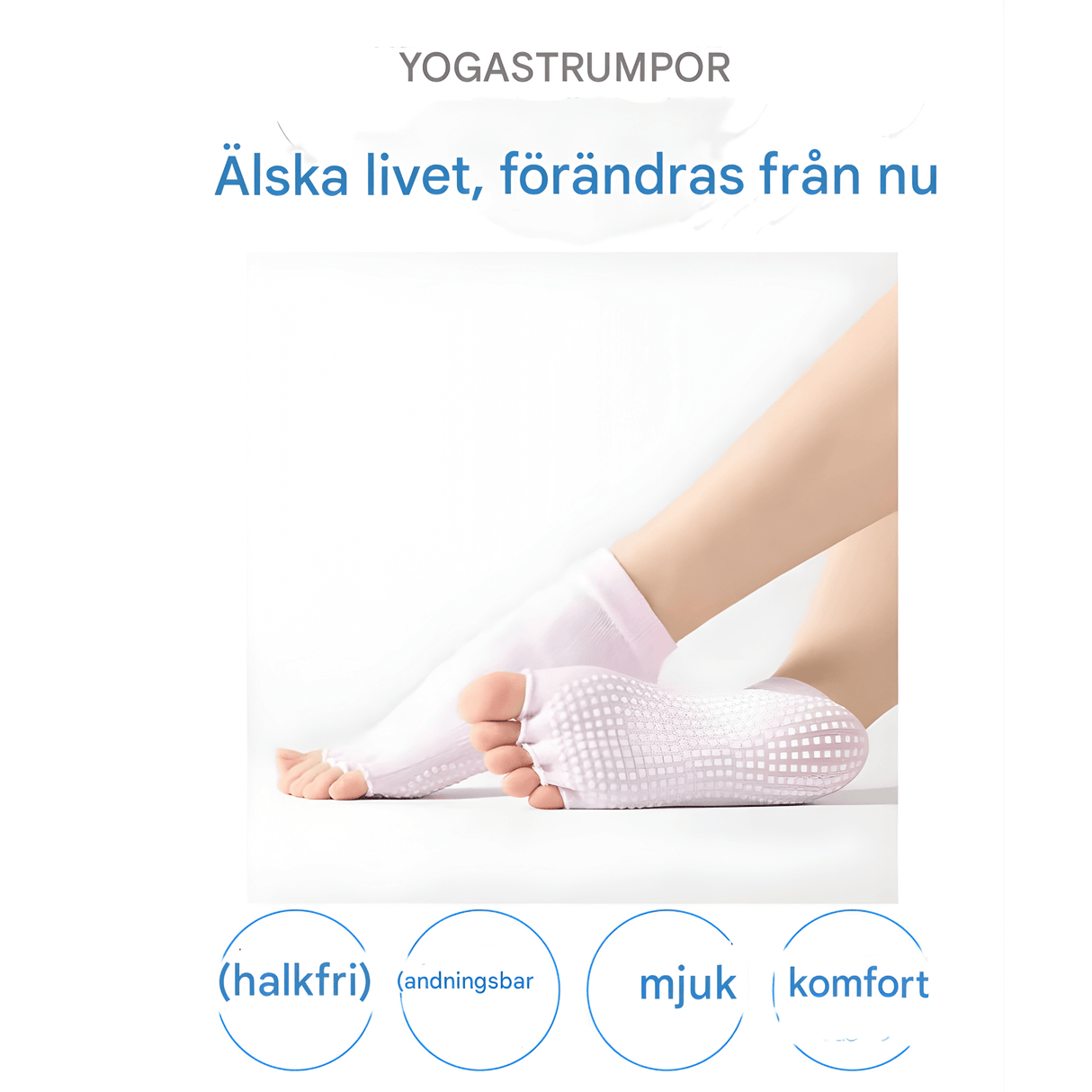 MovaSoft – Öppna Fem-Tå Yoga- och Pilatesstrumpor med Halkskydd & Andningsbar Komfort