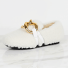 CozyGleam – Chaussures douillettes en fausse fourrure moelleuse avec boucle dorée et texture « teddy » pour la maison et l'extérieur