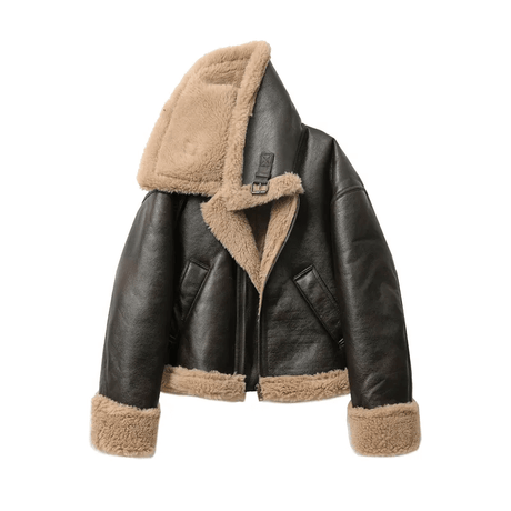 Veste en cuir marron pour femme