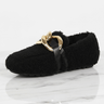 CozyGleam – Chaussures douillettes en fausse fourrure moelleuse avec boucle dorée et texture « teddy » pour la maison et l'extérieur