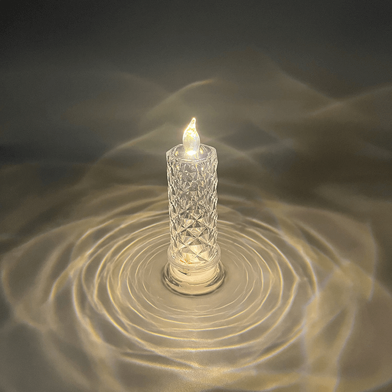 Lampe LED en cristal – Éclairage décoratif romantique à piles en forme de cristal – Veilleuse chaleureuse pour la maison<tamp>et les fêtes</tamp>