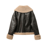 Veste en cuir marron pour femme