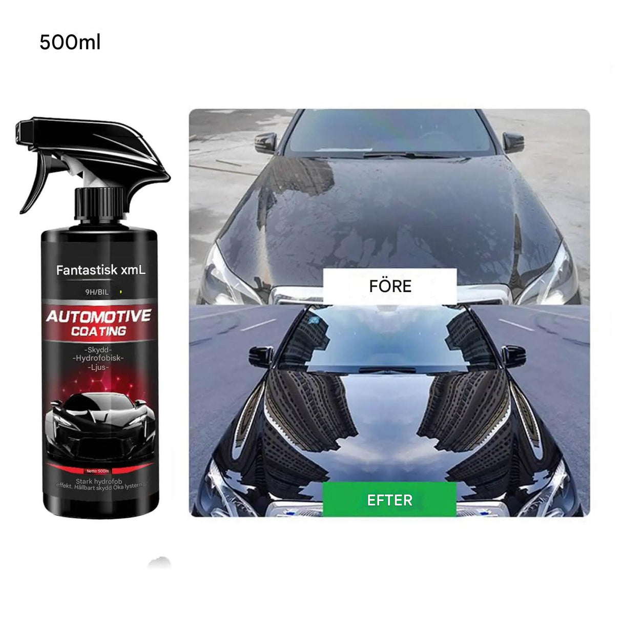 Ultimate 500 ml bilbeskyttelse, hydrofobt lag, nanokeramisk bilpolering, overlegen hardhet og glans for langvarig beskyttelse