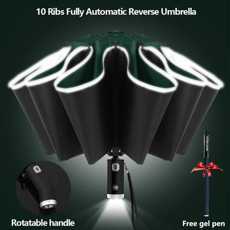 Parapluie pliable avec lampe de poche LED