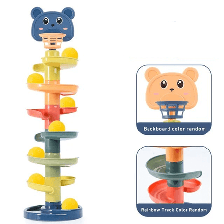 Montessori Bollrutschkana för Barn | Pedagogisk Byggsats med Färgade Ringar – Sensorisk Lek & Tidig Utveckling 3m+