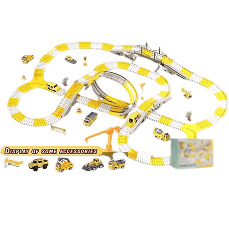 Ingenjörsbilbana – Byggbar Racerbana med Mini Ingenjörsbilar för Barn