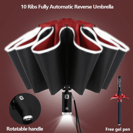 Parapluie pliable avec lampe de poche LED