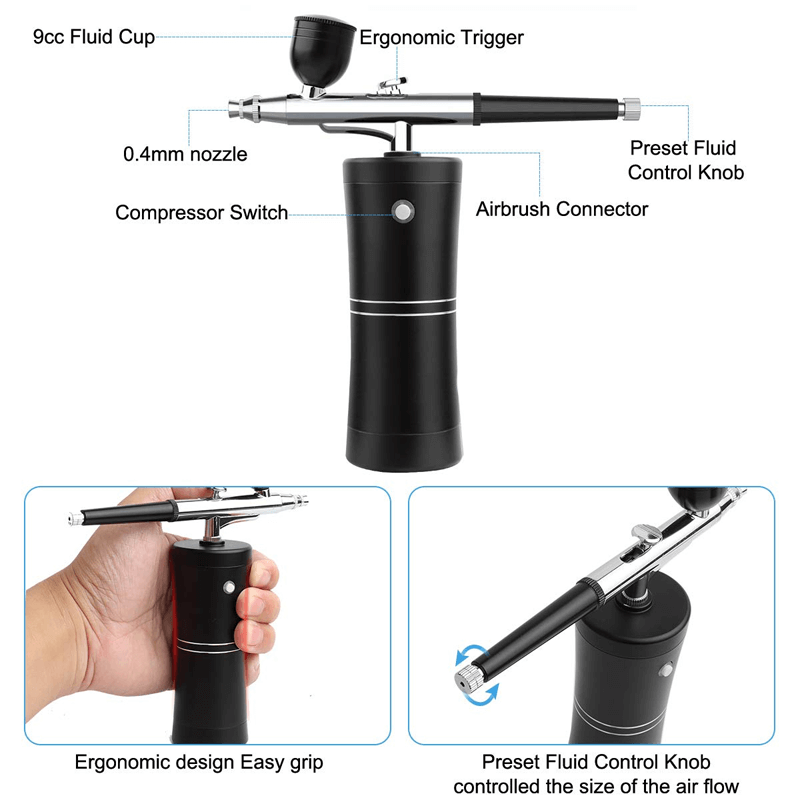 Aérographe sans fil avec pistolet à double action
