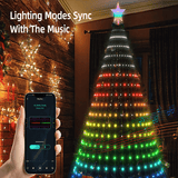 Smart juletræsbelysning APP styret via smartphone - synkroniseret med musik, timer