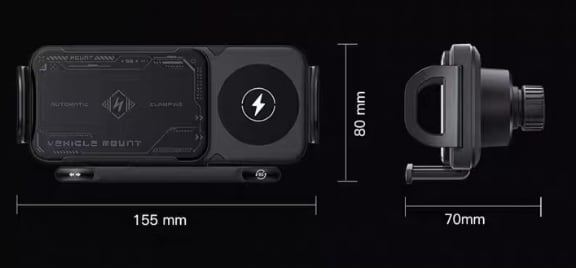ChargeMount - Justerbar Smart Biltelefonhållare med 15W Trådlös Laddningsplatta för Fällbara Skärmar