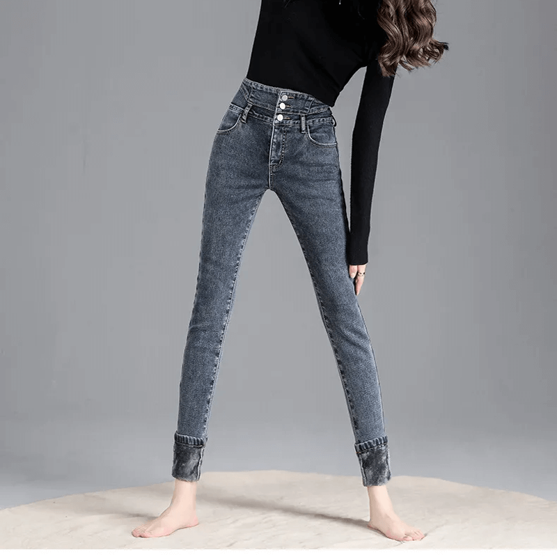Jean d'hiver thermique à taille haute
