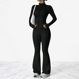 AeroFlare – Hurtigtørkende treningssett for kvinner med slim fit-jakke og utsvingte tights for yoga, trening og hverdagsbruk