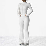 AeroFlare – Hurtigtørkende treningssett for kvinner med slim fit-jakke og utsvingte tights for yoga, trening og hverdagsbruk