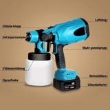 BIRGER – Pistolet à peinture électrique sans fil 800 ml – 3 modes de pulvérisation pour les meubles, les murs et le bricolage