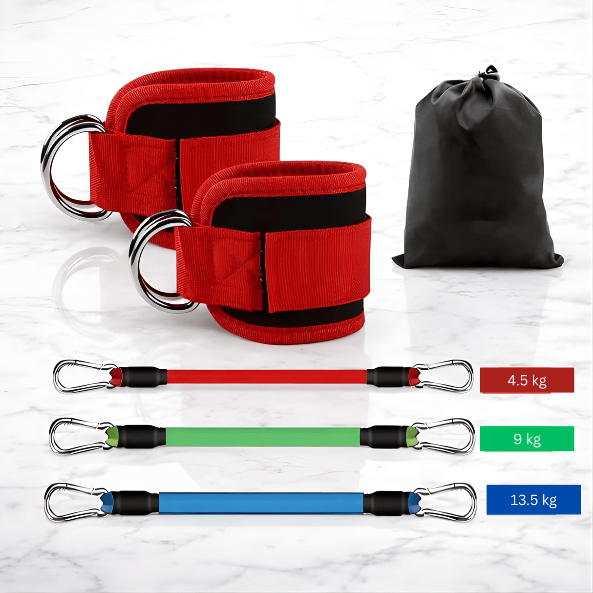 BootyFlex – Ankelbasert motstandsbåndsett med justerbar belastning for ben, hofter og hjemmetrening