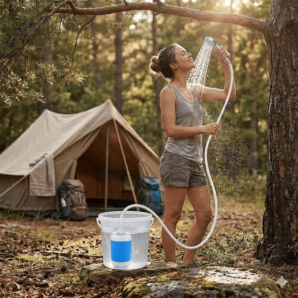 CampFlow - Bärbar Duschenhet med Vattenpump