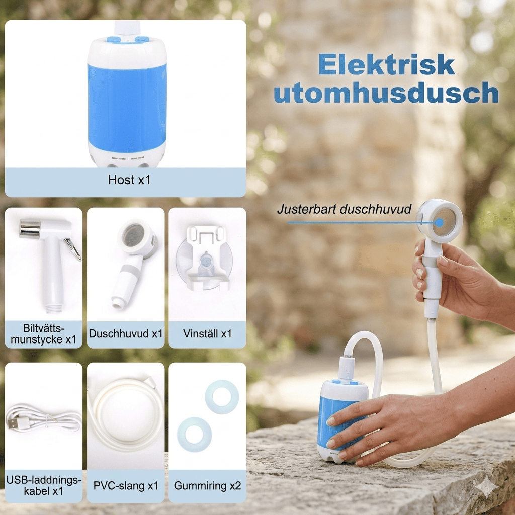 CampFlow - Bärbar Duschenhet med Vattenpump