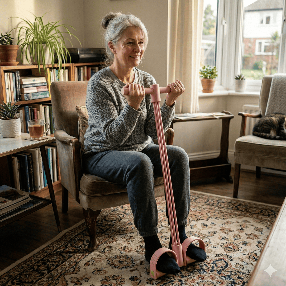 FlexPulse – Appareil d'entraînement à pédales avec bandes de résistance pour les étirements, les abdominaux, les jambes, les bras<tamp>et l'entraînement complet du corps</tamp>