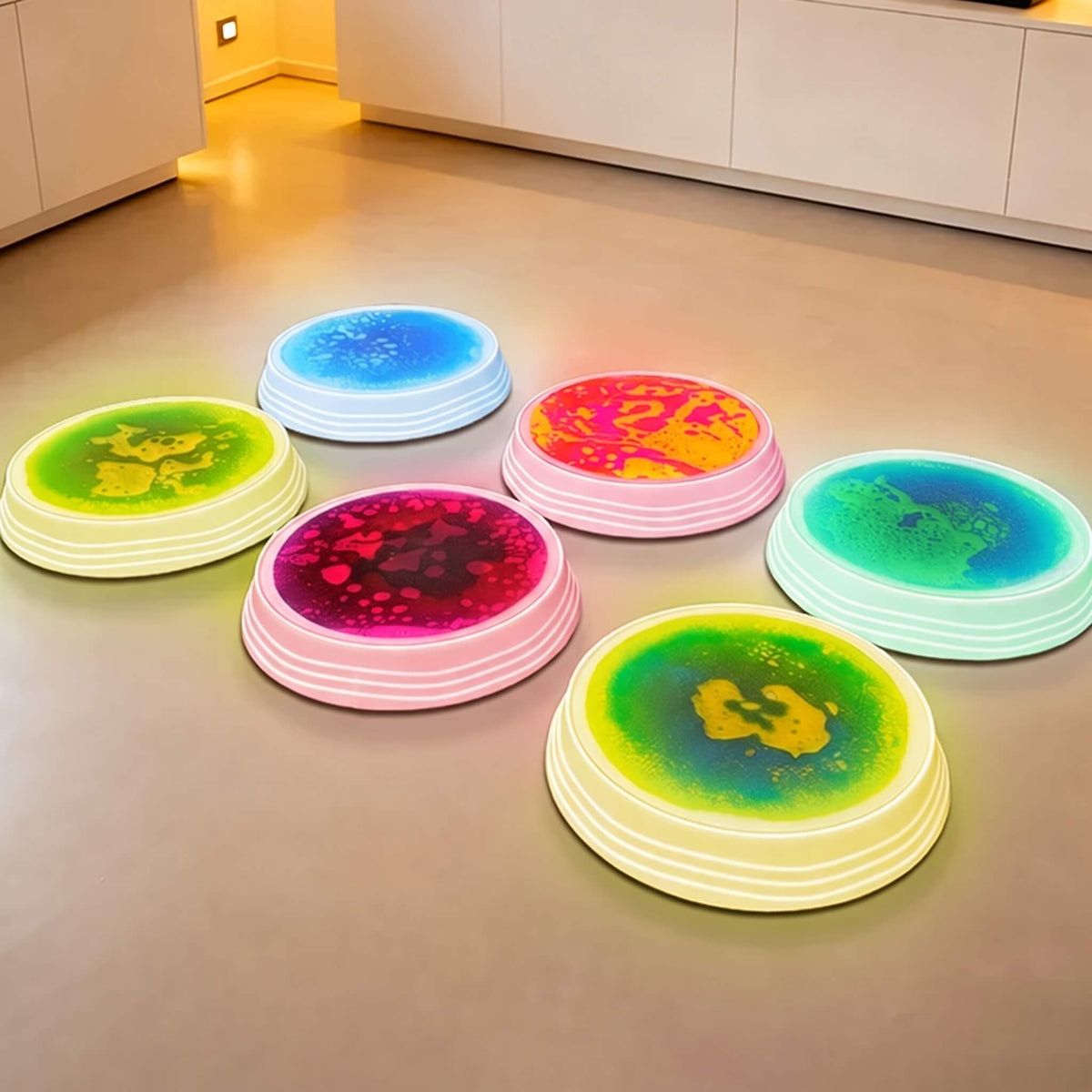 GlowStep – LED-Balansstenar för Barn 30x30 cm – Lysande Sensorisk Lekmatta med Halkfri Botten för Hemmet och Klassrummet
