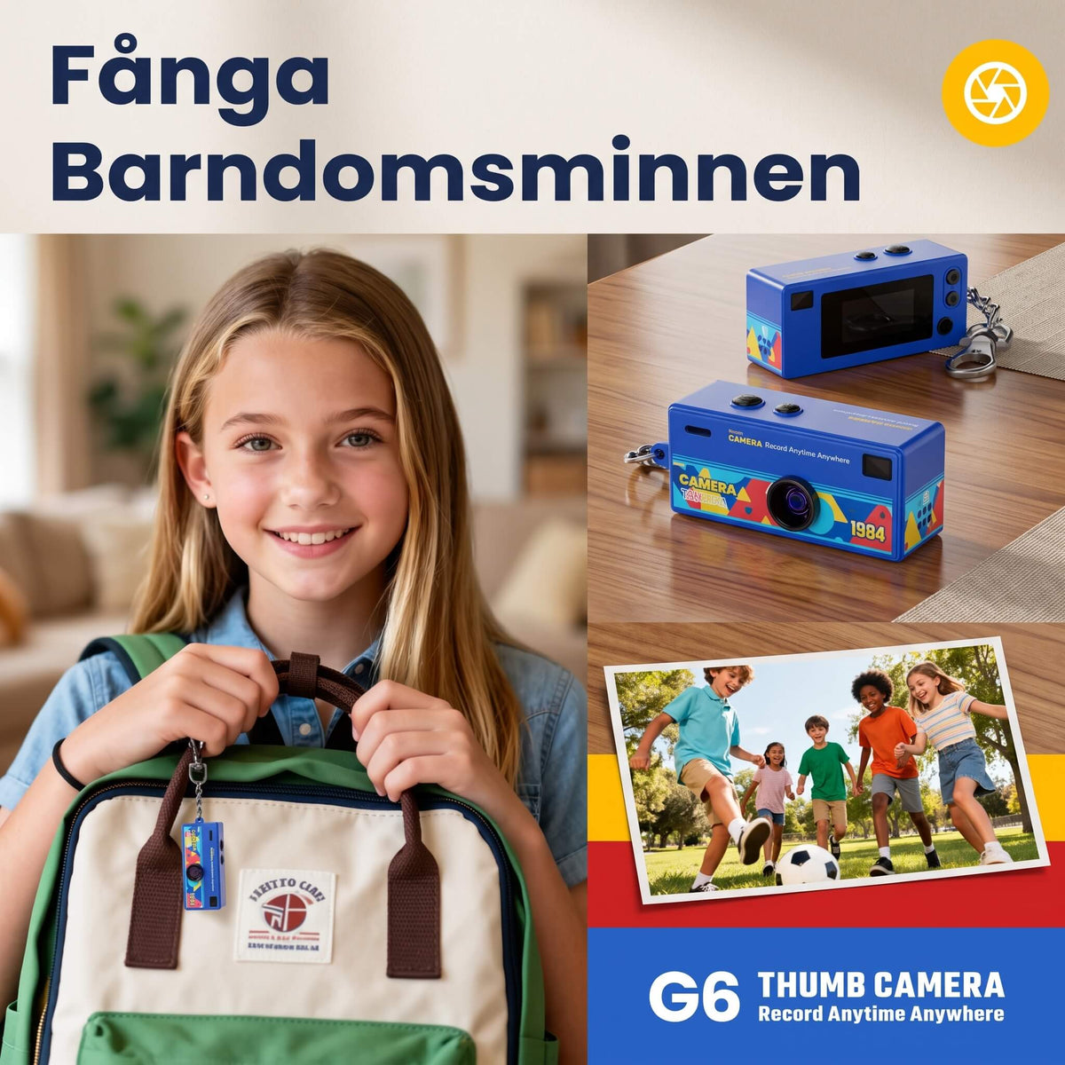 PixelKey – Mini Nyckelringskamera med 0.96" Skärm – Bärbar 1080P Videokamera med Blixt