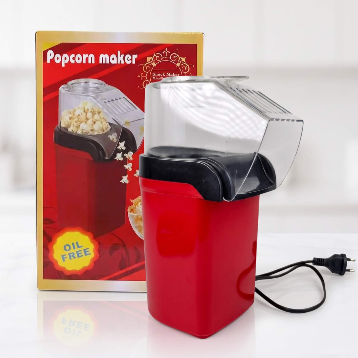 PopMate – Mini Popcornmaskin med Varmluft 1200W – Oljefri Popcorn Hemma på Några Minuter