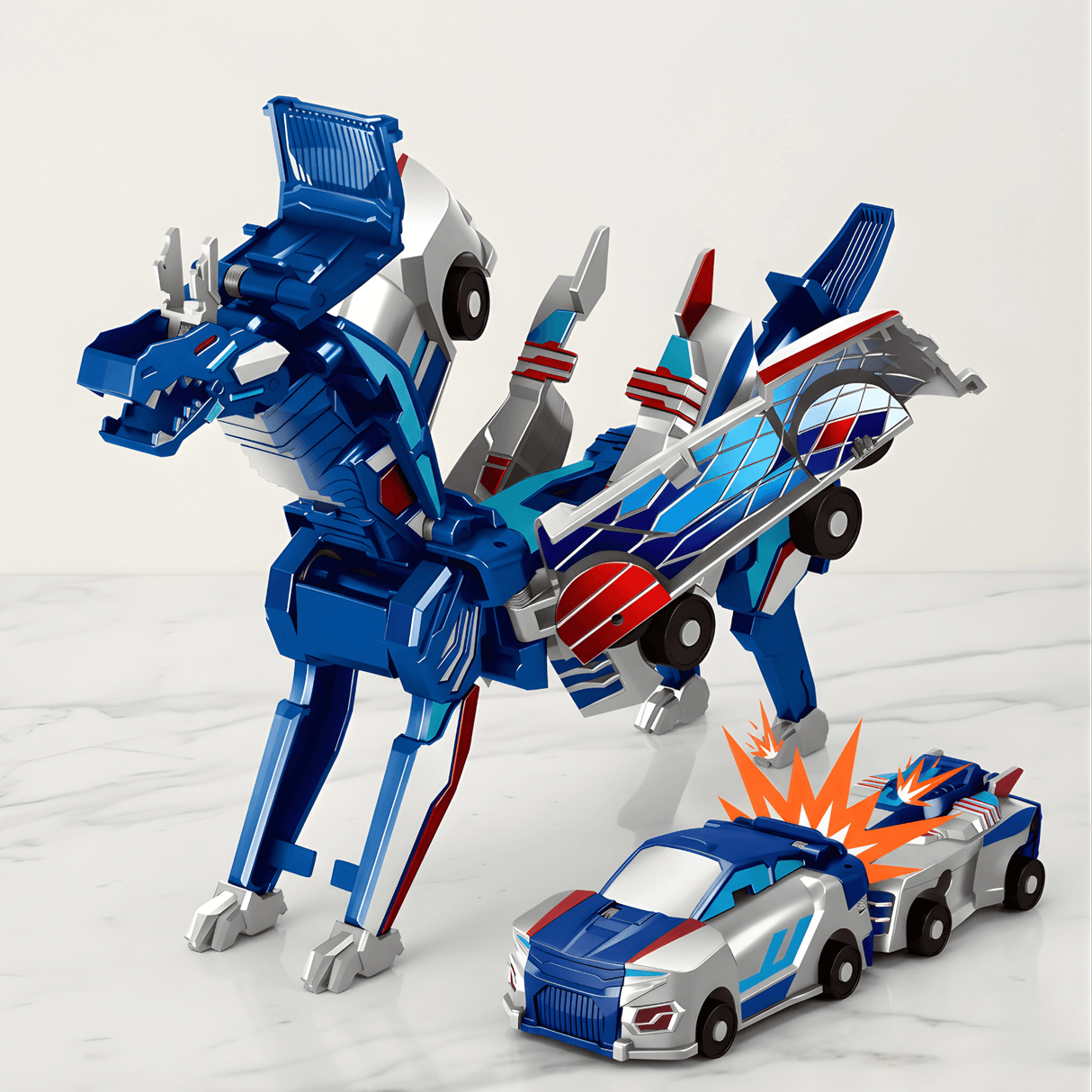 SkyDrake – Magnetisk kollisjonsbil som forvandles til en flygende drage | 2-i-1 lekebil for fantasi og bevegelseslek