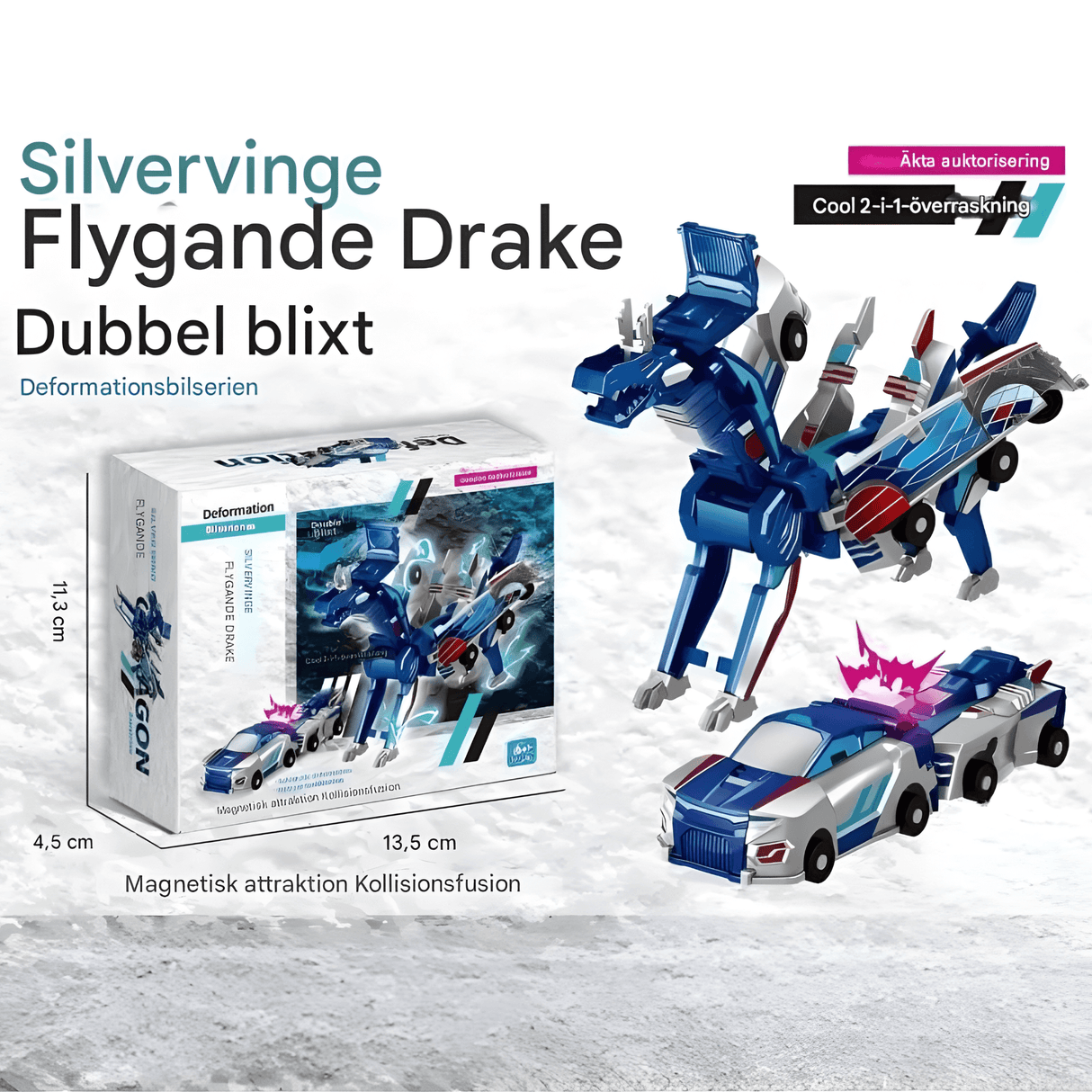 SkyDrake – Magnetisk kollisjonsbil som forvandles til en flygende drage | 2-i-1 lekebil for fantasi og bevegelseslek