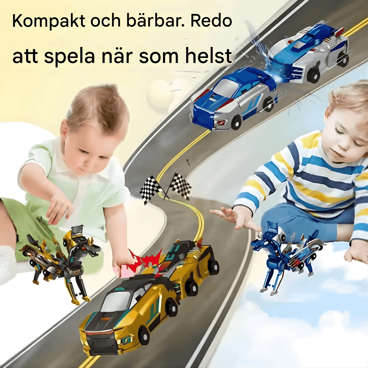 SkyDrake – Magnetisk kollisjonsbil som forvandles til en flygende drage | 2-i-1 lekebil for fantasi og bevegelseslek