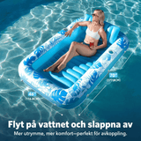 SolRaft – Uppblåsbar Vattensäng och Solbadslounger för Vuxna med Avtagbart Nackstöd och 2 Mughållare – Portabel Pool och Flytlounger – 177 × 117 cm