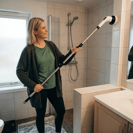 SpinClean - Brosse de nettoyage électrique 9-en-1 avec manche pour un nettoyage en douceur