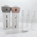 SpinFill – Distributeur de voyage rotatif 4-en-1 avec flacons de recharge anti-fuites de 40 ml – Flacon de voyage compact