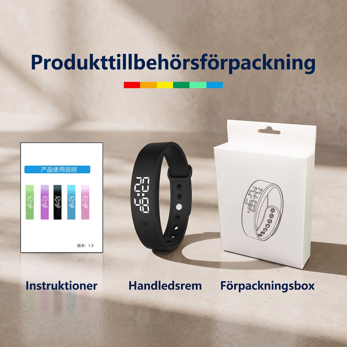 TempWave – Smart Armband med Temperaturmätare och Feberlarm – Vattentät Klocka med Vibrationslarm, Timer och Kalender