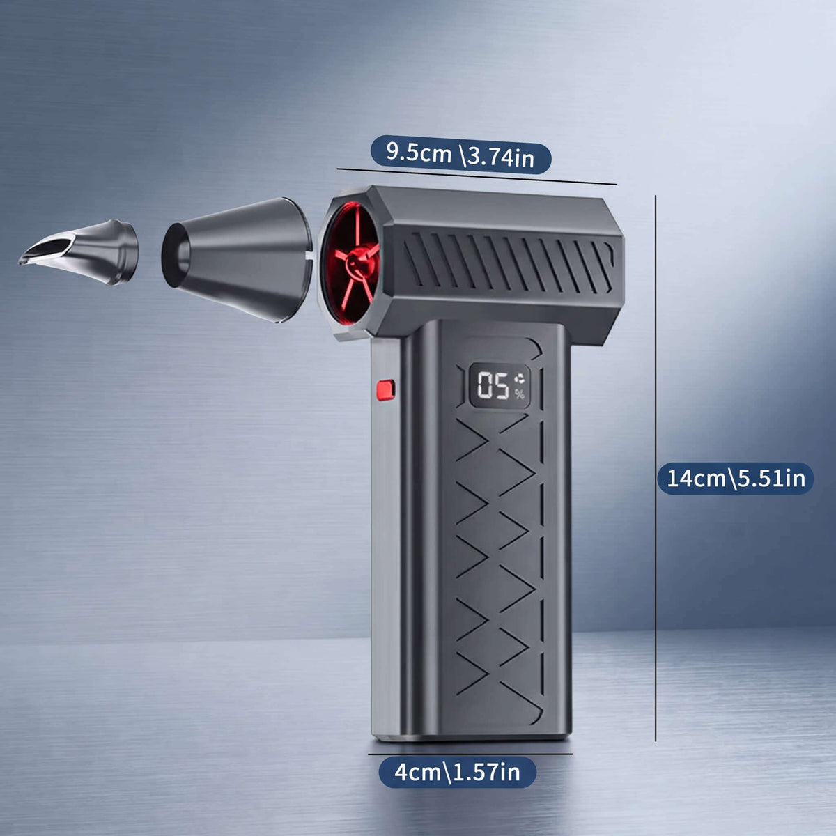 TurboGust – Portabel Turbofläkt med LED-display 130 000 RPM – Lövblåsare för Bil, Dammblås och Rengöring, Uppladdningsbar
