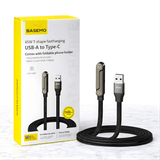 VoltDock – 240W/65W hurtigladekabel med sammenleggbart stativ, flettet design og albuekontakt for mobil, nettbrett og bærbar PC