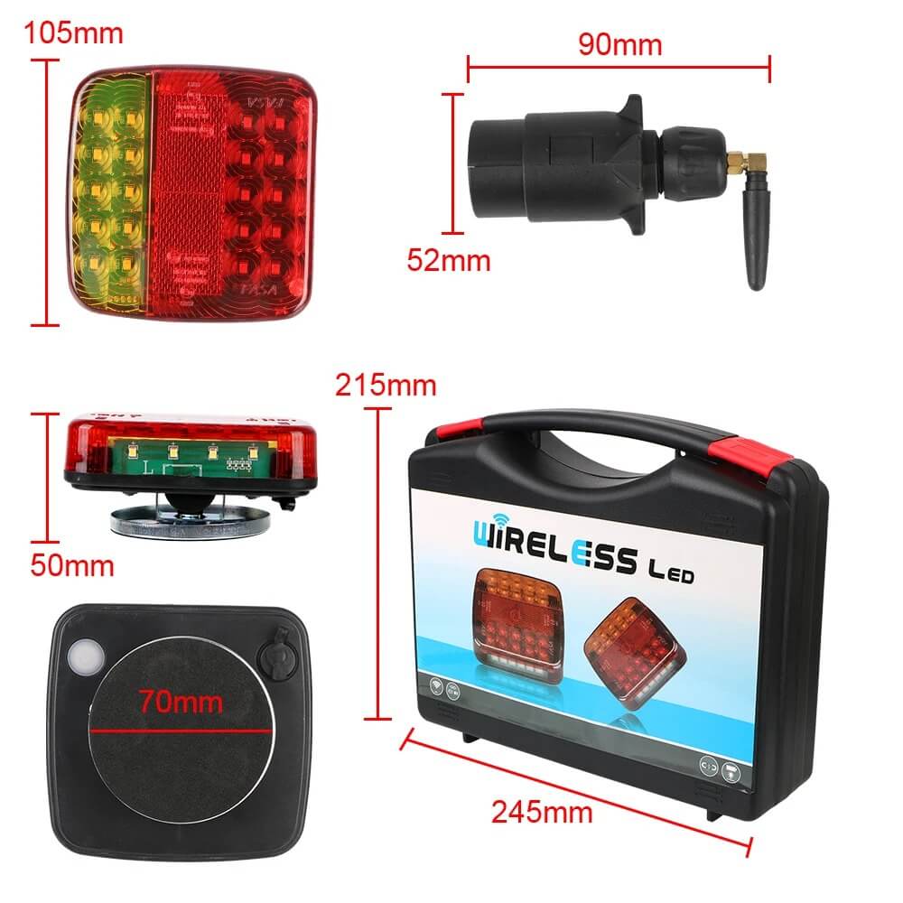 TrailMagnet – Magnetiska Sladdlösa LED Bakljus för Släp, Husvagn & Lastbil | Trådlöst Bromsljus med 5 Funktioner