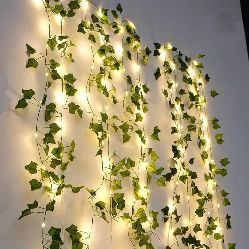 VineGlow – Batteridriven Ljusslinga med Gröna Blad | Skapa Mysig Stämning i Hemmet eller Trädgården