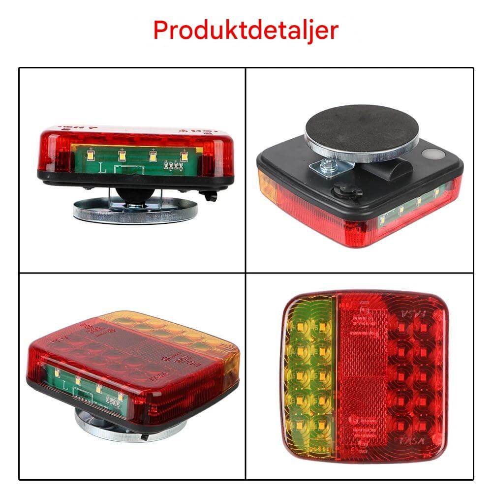TrailMagnet – Magnetiska Sladdlösa LED Bakljus för Släp, Husvagn & Lastbil | Trådlöst Bromsljus med 5 Funktioner