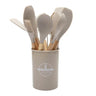 SilvaWare – Lot de 12 ustensiles de cuisine en silicone avec manche en bois | Accessoires de cuisine pratiques et colorés