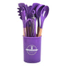 SilvaWare – Lot de 12 ustensiles de cuisine en silicone avec manche en bois | Accessoires de cuisine pratiques et colorés