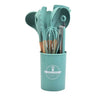 SilvaWare – Lot de 12 ustensiles de cuisine en silicone avec manche en bois | Accessoires de cuisine pratiques et colorés