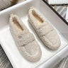Mocassins de luxe pour femme en peluche imitant la laine d'agneau – Semelle en caoutchouc antidérapante et confort ultime